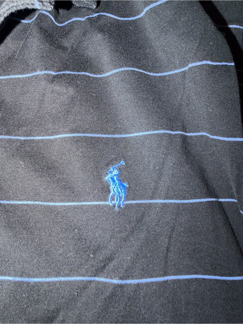 Ralph Lauren Black Polo with Thin Blue Stripes